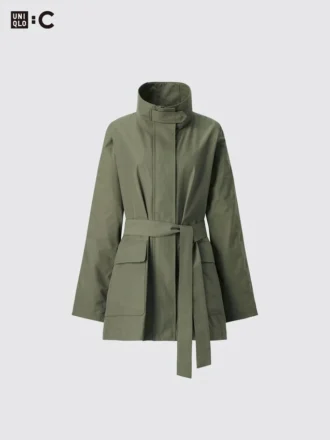 Abrigo oversize con cuello alto para mujer