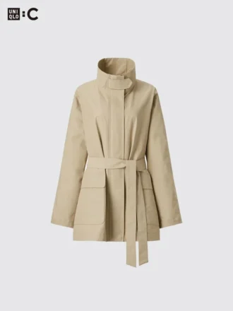 Abrigo oversize con cuello alto para mujer
