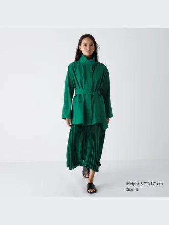 Abrigo oversize con cuello alto para mujer