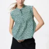 Blusa de algodón ligero con pinzas para mujer | Sin mangas | Estampada Blusa de algodón ligero con pinzas para mujer | Sin mangas | Estampada