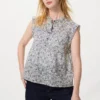 Blusa de algodón ligero con pinzas para mujer | Sin mangas | Estampada Blusa de algodón ligero con pinzas para mujer | Sin mangas | Estampada