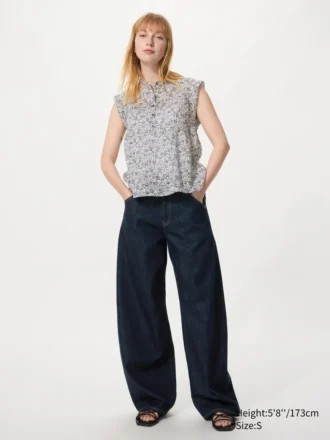 Blusa de algodón ligero con pinzas para mujer | Sin mangas | Estampada