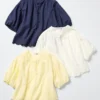 Blusa de mangas cortas con bordado para mujer Blusa de mangas cortas con bordado para mujer