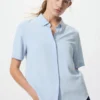Blusa de mangas cortas de rayón para mujer Blusa de mangas cortas de rayón para mujer