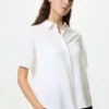Blusa de mangas cortas de rayón para mujer Blusa de mangas cortas de rayón para mujer