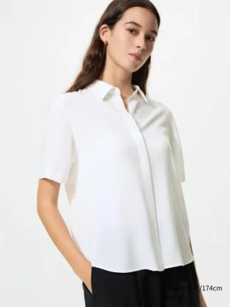 Blusa de mangas cortas de rayón para mujer
