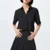 Blusa de mangas cortas de rayón para mujer Blusa de mangas cortas de rayón para mujer