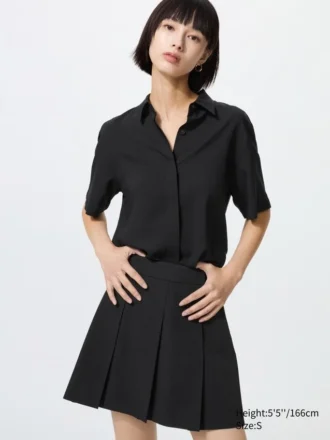 Blusa de mangas cortas de rayón para mujer