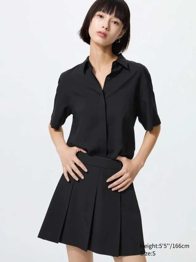 Blusa de mangas cortas de rayón para mujer Blusa de mangas cortas de rayón para mujer