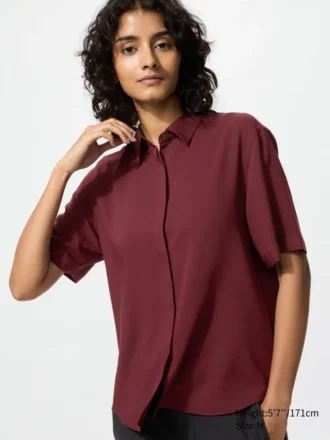 Blusa de mangas cortas de rayón para mujer