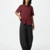 Blusa de mangas cortas de rayón para mujer Blusa de mangas cortas de rayón para mujer
