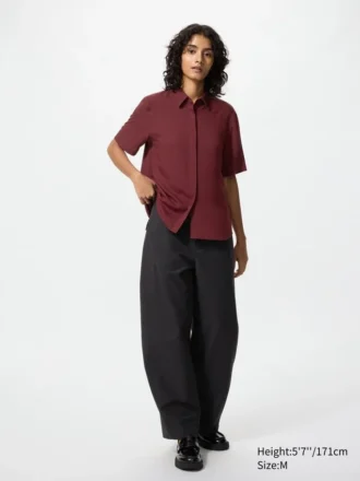 Blusa de mangas cortas de rayón para mujer