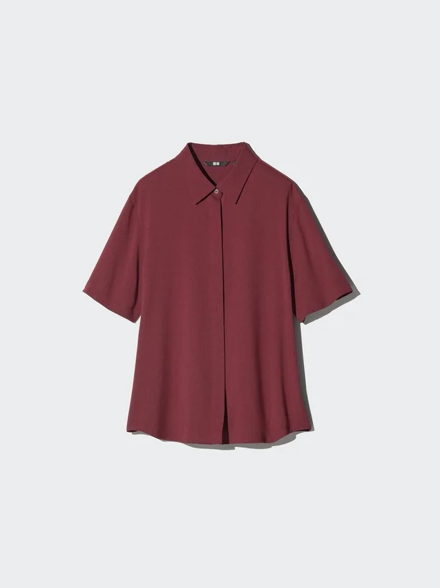 Blusa de mangas cortas de rayón para mujer Blusa de mangas cortas de rayón para mujer