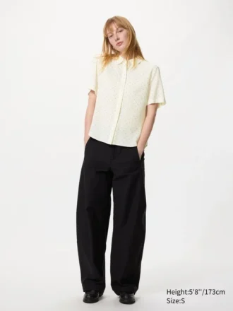 Blusa de mangas cortas de rayón para mujer | Lunares