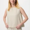 Blusa de mezcla de lino para mujer | Sin mangas Blusa de mezcla de lino para mujer | Sin mangas