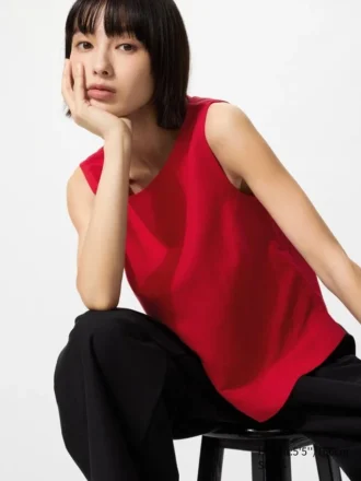 Blusa de mezcla de lino para mujer | Sin mangas