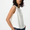 Blusa de mezcla de lino para mujer | Sin mangas Blusa de mezcla de lino para mujer | Sin mangas