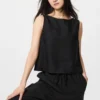 Blusa de mezcla de lino para mujer | Sin mangas Blusa de mezcla de lino para mujer | Sin mangas