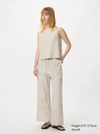 Blusa de mezcla de lino para mujer | Sin mangas