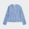 Blusa de mujer estampada con cuello en V y camisas de manga larga Blusa de mujer estampada con cuello en V y camisas de manga larga