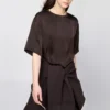 Blusa de pantalones cortos oversize de satén para mujer | Mangas medias Blusa de pantalones cortos oversize de satén para mujer | Mangas medias