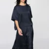 Blusa de pantalones cortos oversize de satén para mujer | Mangas medias Blusa de pantalones cortos oversize de satén para mujer | Mangas medias