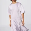 Blusa de pantalones cortos oversize de satén para mujer | Mangas medias Blusa de pantalones cortos oversize de satén para mujer | Mangas medias