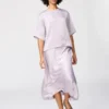 Blusa de pantalones cortos oversize de satén para mujer | Mangas medias Blusa de pantalones cortos oversize de satén para mujer | Mangas medias