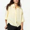 Blusa de rayón con cuello Skipper para mujer | Mangas 3/4 Blusa de rayón con cuello Skipper para mujer | Mangas 3/4