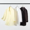Blusa de rayón con cuello Skipper para mujer | Mangas 3/4 Blusa de rayón con cuello Skipper para mujer | Mangas 3/4