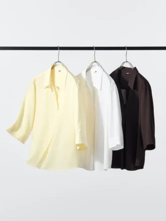 Blusa de rayón con cuello Skipper para mujer | Mangas 3/4