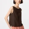 Blusa sin mangas de mezcla de lino para mujer Blusa sin mangas de mezcla de lino para mujer