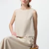 Blusa sin mangas de mezcla de lino para mujer Blusa sin mangas de mezcla de lino para mujer
