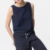 Blusa sin mangas de mezcla de lino para mujer Blusa sin mangas de mezcla de lino para mujer