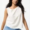 Blusa sin mangas de mezcla de lino para mujer Blusa sin mangas de mezcla de lino para mujer