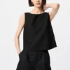 Blusa sin mangas de mezcla de lino para mujer Blusa sin mangas de mezcla de lino para mujer
