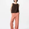 Blusa sin mangas de mezcla de lino para mujer Blusa sin mangas de mezcla de lino para mujer