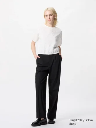 Blusa voluminosa de seersucker para mujer