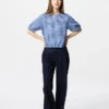 Blusa voluminosa de seersucker para mujer | Cuadros vichy Blusa voluminosa de seersucker para mujer | Cuadros vichy
