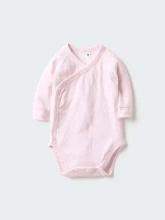 Body de camiseta de manga larga para bebé | Abierto por delante | Pointelle