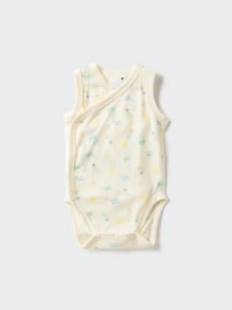 Body sin mangas de malla de algodón para bebé | Abierto por delante | Estampado