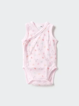 Body sin mangas de malla de algodón para bebé | Abierto por delante | Estampado