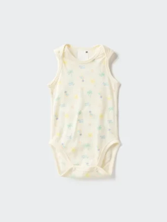 Body sin mangas de malla de algodón para bebé | Estampado