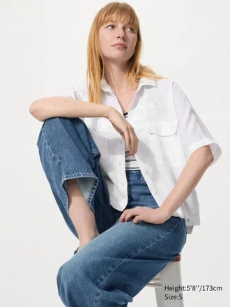 Camisa boxy de Premium Linen para mujer | Manga corta