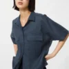 Camisa boxy de Premium Linen para mujer | Manga corta Camisa boxy de Premium Linen para mujer | Manga corta