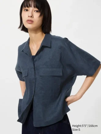 Camisa boxy de Premium Linen para mujer | Manga corta