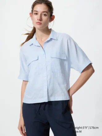 Camisa boxy de Premium Linen para mujer | Manga corta