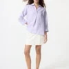 Camisa de mujer Premium Linen con cuello marinero y mangas 3/4 | A rayas Camisa de mujer Premium Linen con cuello marinero y mangas 3/4 | A rayas
