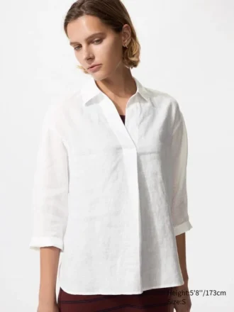 Camisa de Premium Linen con cuello marinero para mujer