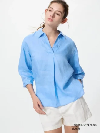 Camisa de Premium Linen con cuello marinero para mujer